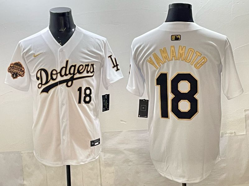 Men 2026 Nike Los Angeles Dodgers #18 Yamamoto White Game MLB Jersey 012->los angeles dodgers->MLB Jersey